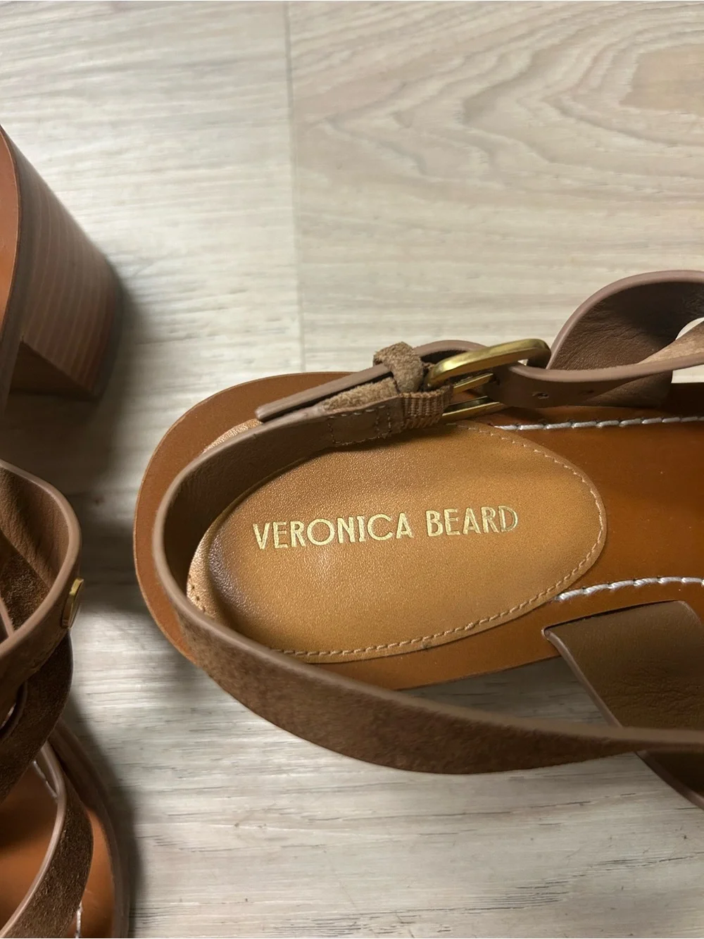 Veronica Beard Sandals Elodie Slingback Brown Leather Strappy Womens Sz 8.5M - Picture 4 of 14